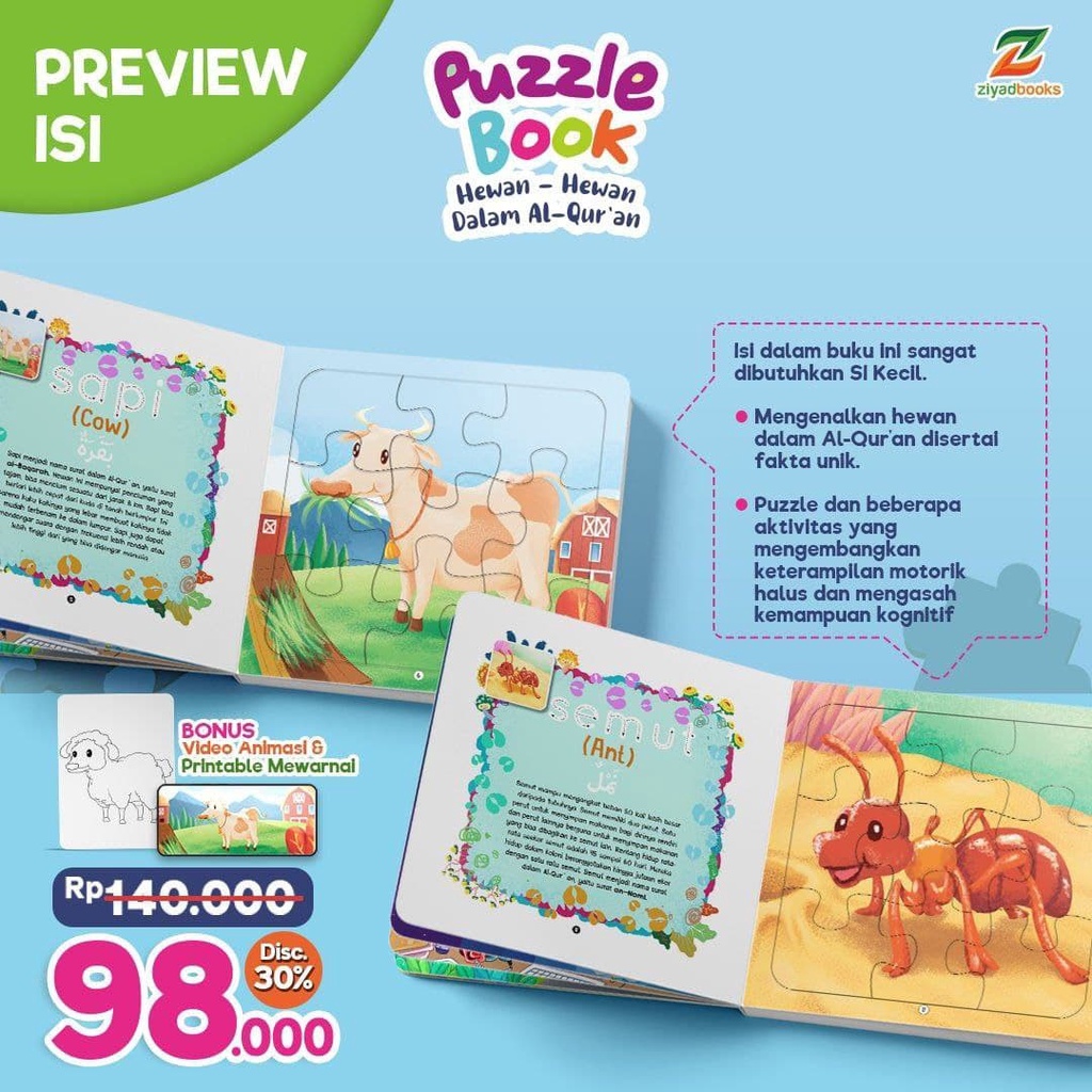 Hot Sale!!! Puzzle Book Hewan-Hewan Dalam Hadis (Ziyad)