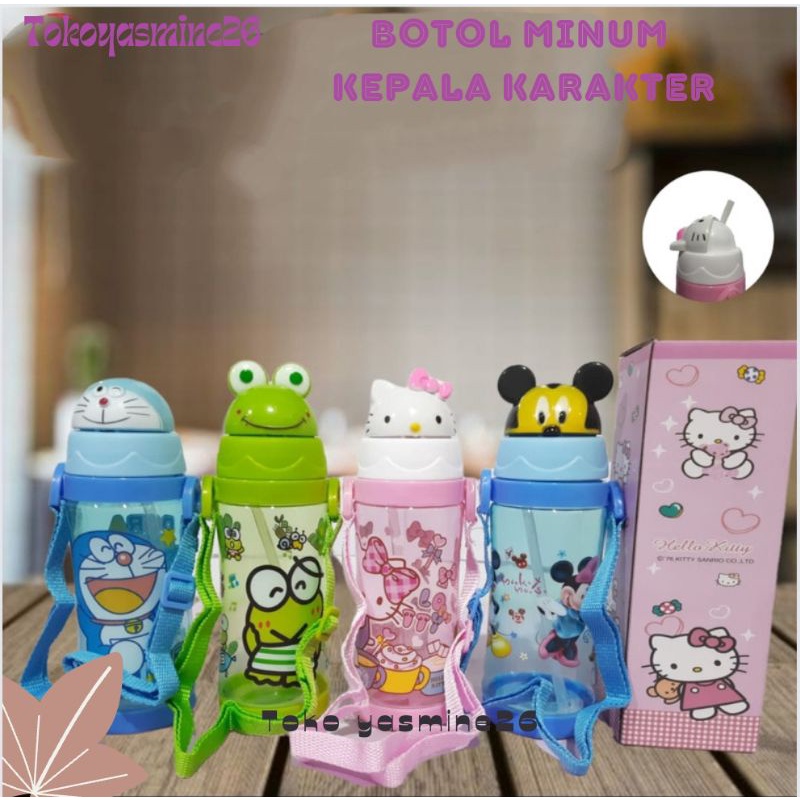 Botol minum anak kepala karakter/Botol sedotan karakter