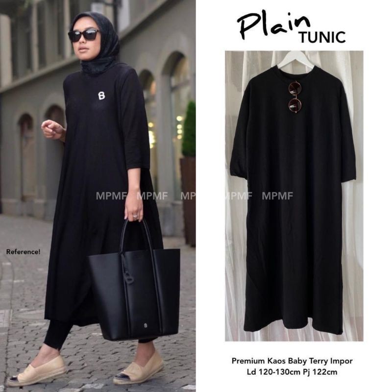 plain tunik bahan kaos babyterry import super jumbo ld 120-130 ori selkey