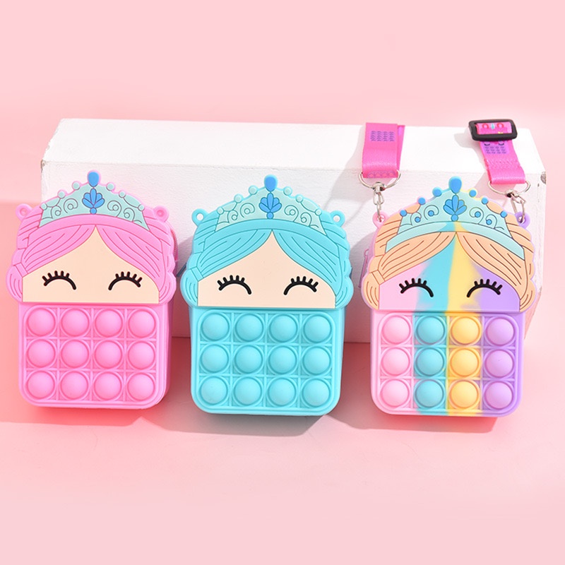 Tas Pop it Anak Karakter Princes Import - Tas Selempang Anak Model Terbaru - Tas Pop It Terbaru Import - Tas Anak Lucu Pop It Fidget Toys - JL18