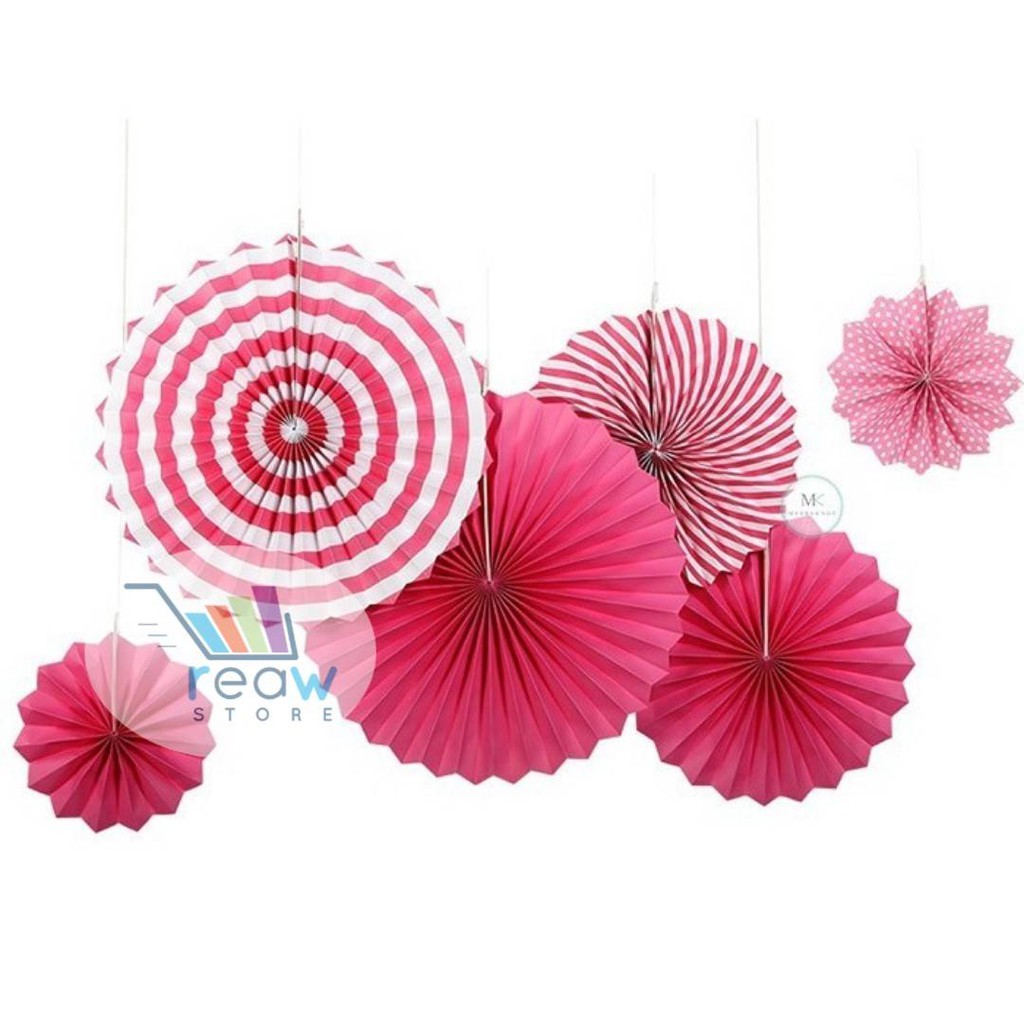 

Paperfan / Paper Fan Flower Pink / Kertas Bunga Magenta Set 6 in 1