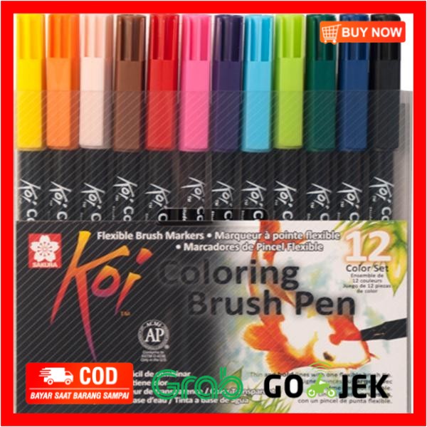 

(BISA COD) Sakura Koi Coloring Brush Pen - 12 Color Set