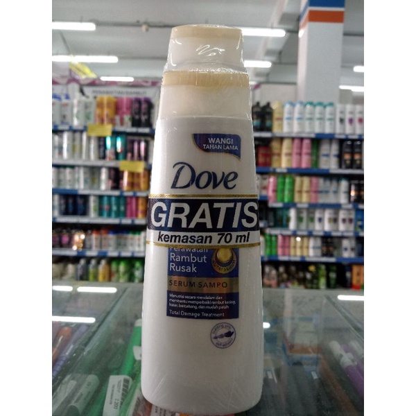 Dove shampo perawatan rambut rusak 135 ml (GRATIS serum shampo 70 ml)