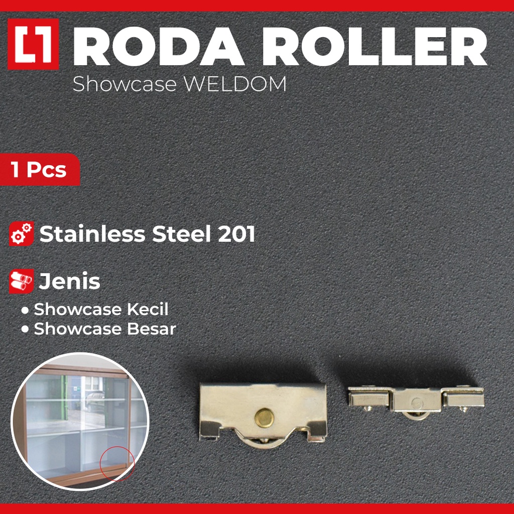 Roda Pintu Kaca Etalase Showcase Geser Sliding Kecil / Besar - Weldom