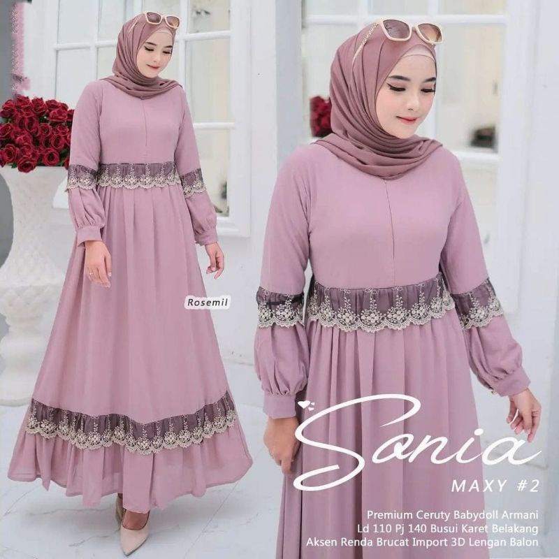 DRESS MAXY RENDA CERUTY BABYDOLL FIT XL/SONIA MAXY/GAMIS MELAYU TERLARIS/DRESS MUSLIM WANITA TERBARU/FAR MOSLEMSTORE