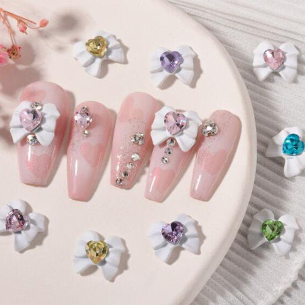 Nanas 2 Pcs Dasi Kupu-Kupu Nail Art Bor DIY Charms Nail Art Aksesoris Manicure Dekorasi Kristal