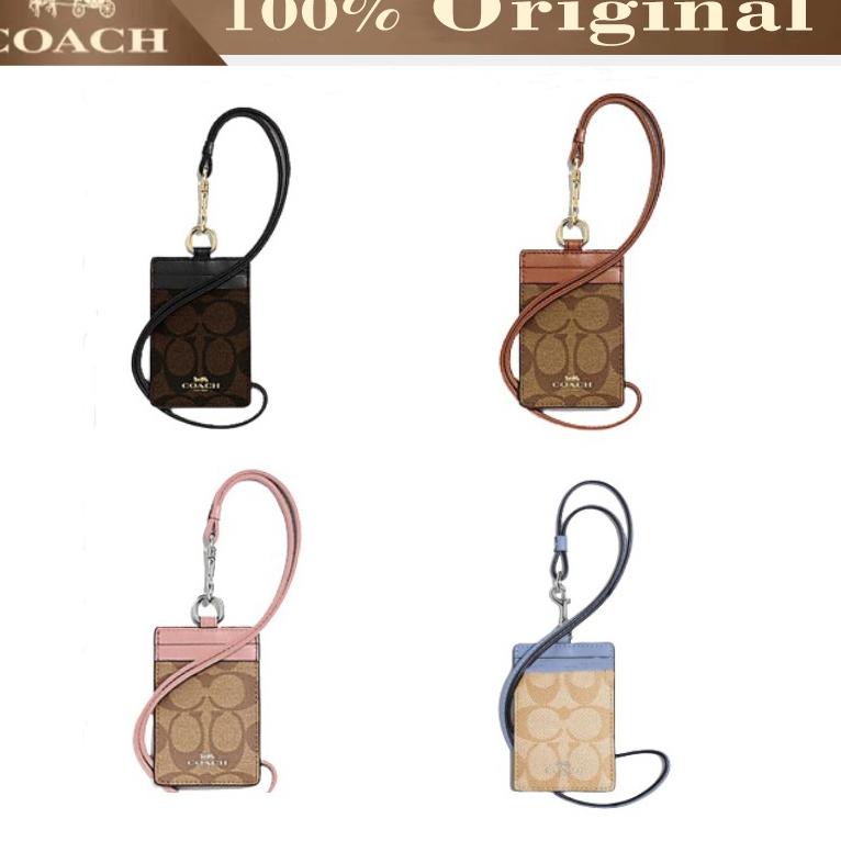 

(Y4R5) (Original) COACH lanyard Kartu kerja Pemegang kartu id DIY klasik Name tag holder Four color //Big@promo