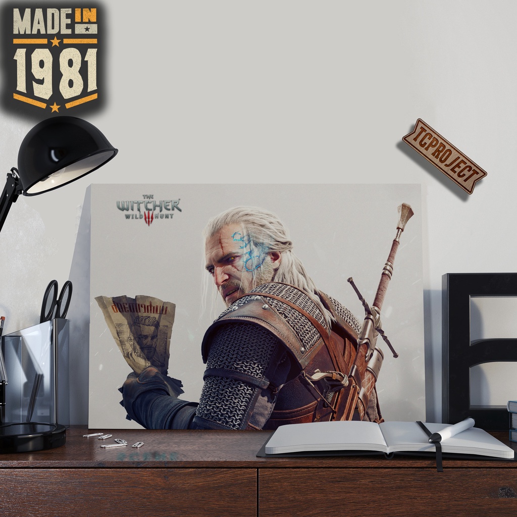 Poster The witcher wild hunt Playstation- Poster Kayu - Hiasan Dinding