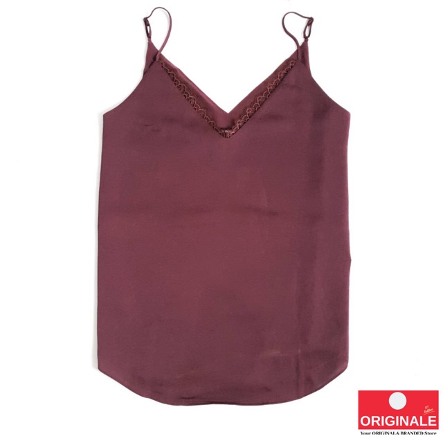 Express Lace Neck Downtown Cami - Brown