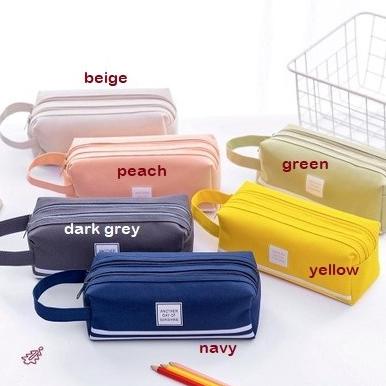 

kotak pensil dan stationery Dual Zipper / dompet pensil 2 pouch