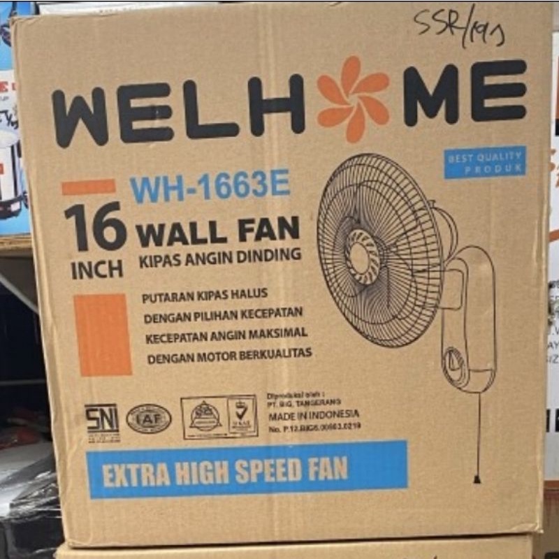 Kipas Angin Dinding/ Wall Fan Merk Welhome Type WH-1663E