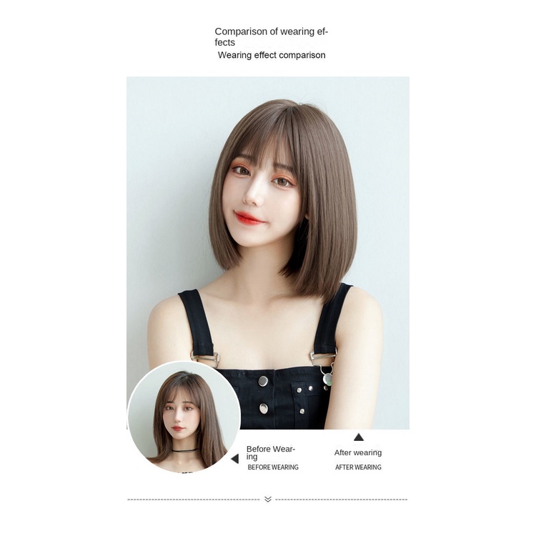 Image of Wig Rambut Model bobo Pendek Lurus Gaya Korea Untuk Wanita #5