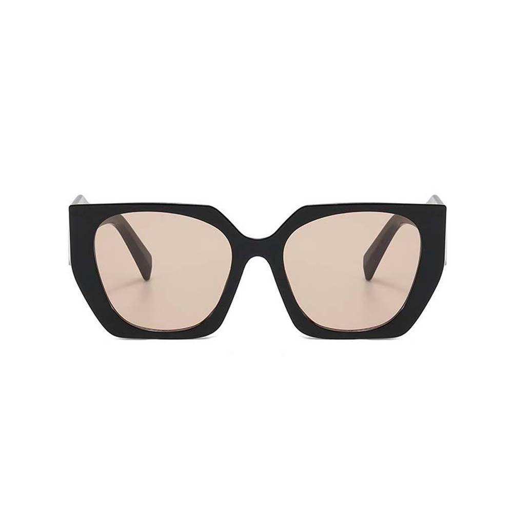 Mxbeauty Kacamata Hitam Wanita Merek Mewah Teh Lensa Warna Anti-UV Tidak Teratur Hitam Kacamata Matahari Poligon Sunglasses