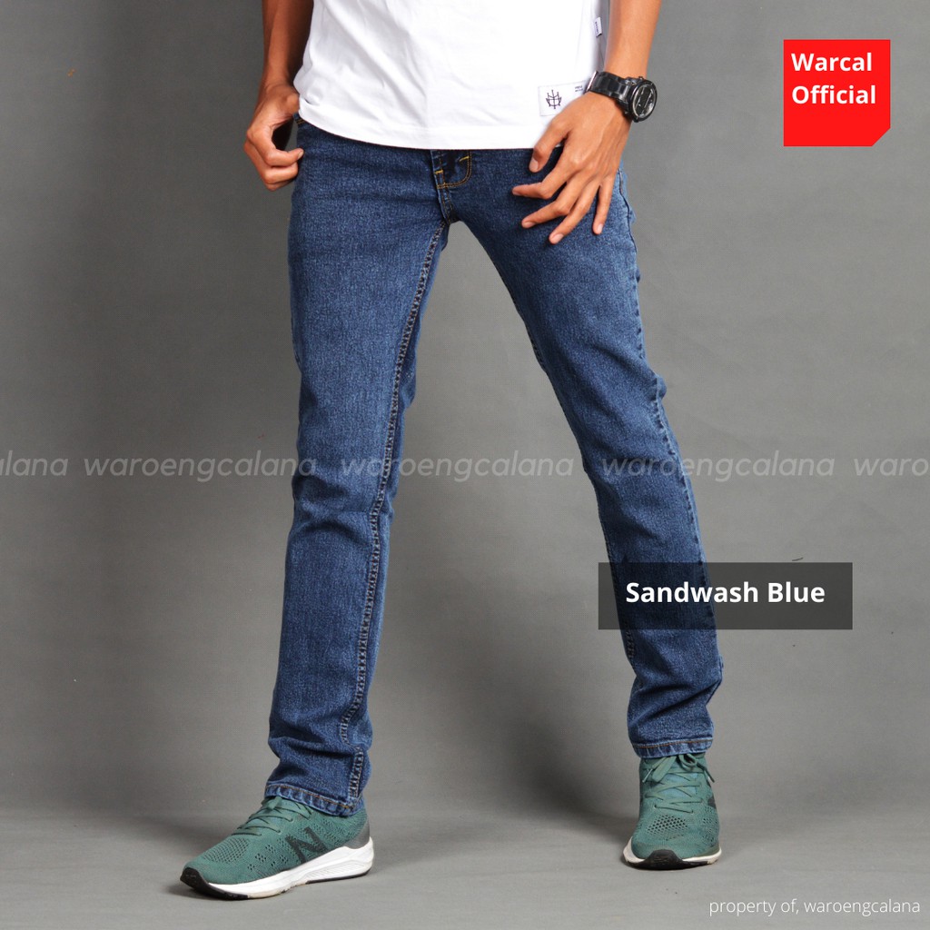 Celana Jeans Panjang Sandwash Blue Softjeans