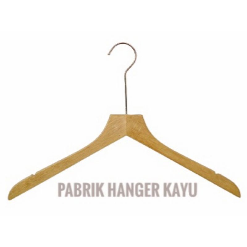 HANGER KAYU NATURAL KEPALA LURUS HOOK GOLD