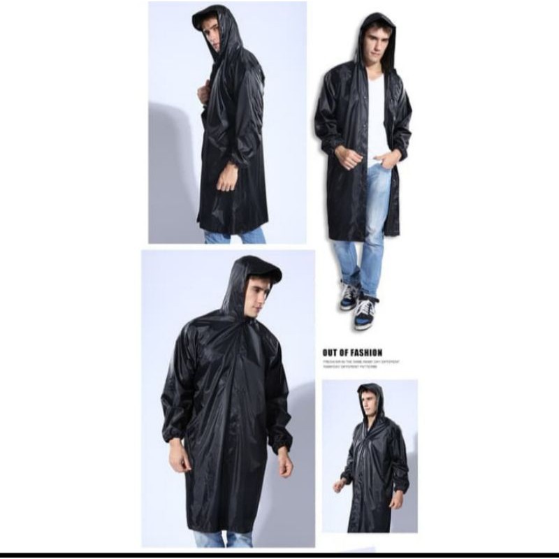 JAS HUJAN PONCO PONCHO HITAM TEBAL PRIA WANITA DEWASA EVA LIGHTWEIGHT RAIN COAT MURAH TERLARIS