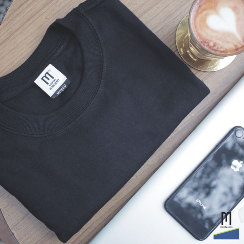 Kaos Polos Ultra Heavy Hitam Putih 16s Merchcons