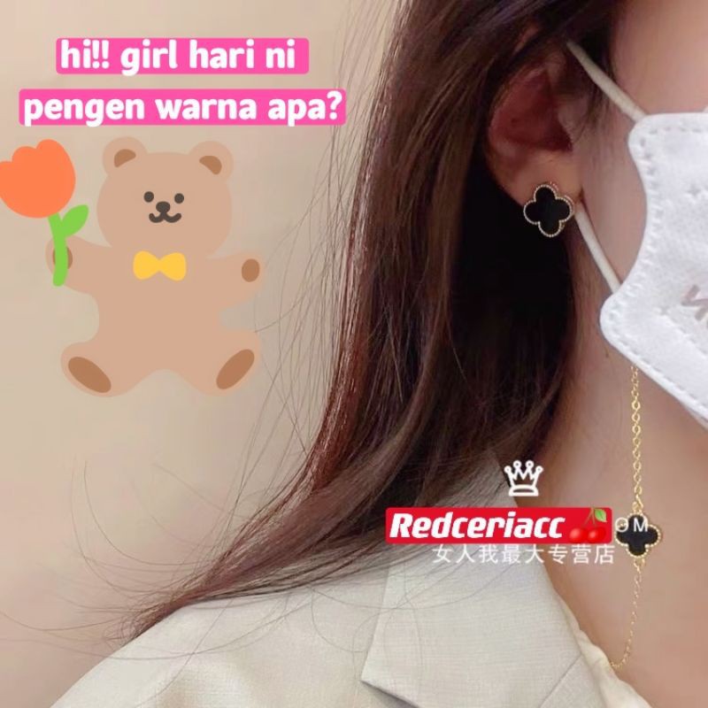 tali masker kalung rantai gantungan masker dan kacamata mode korea four leaf clover baru