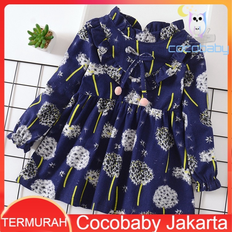 [Cocobaby Jakarta] COD Floral Dress Pakaian Anak Gaun Bunga Gaun Kasual Lengan Panjang