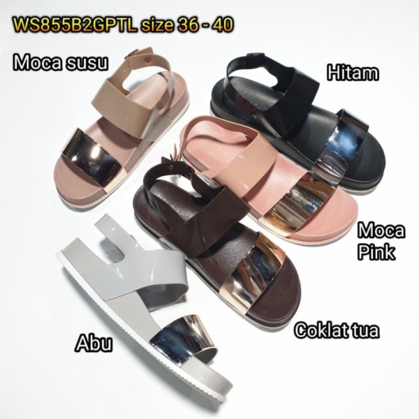 barabara tali wanita import sandal jelly Dijual WS855B2GPTL Murah karet sendal