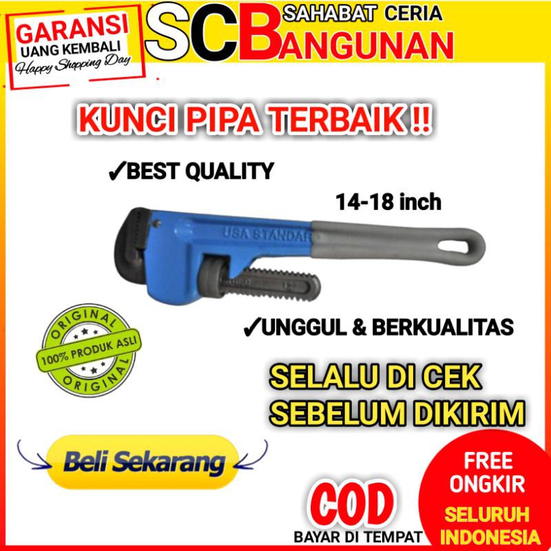 Kunci Pipa Pralon paralon 12 14 18 inch pipe wrench heavy duty alat peralatan tukang Bangunan