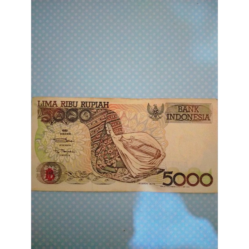 uang kertas asli 5000 perak tahun 1992