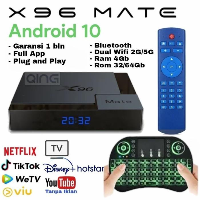 Android Tv Box 4Gb Android 10 X96 Mate + Keyboard