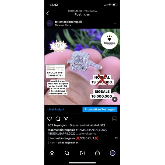 cincin gia berlian eropa full mas putih whitegold ( 1,252/ 3900 )