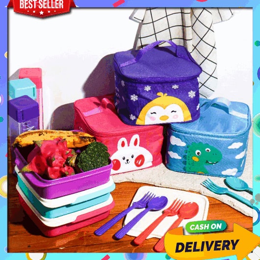 Kotak Bekal Makan New Lunch Box Set Ungu Lunch Box Set Anak Stainless Mini Susun Anti Tumpah Tempat 