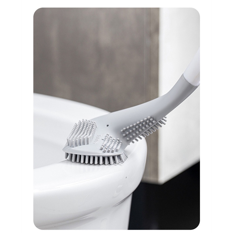 Sikat Pembersih Toilet Bahan Silikon Breathable Cepat Kering Dengan Holder Untuk Kamar Mandi