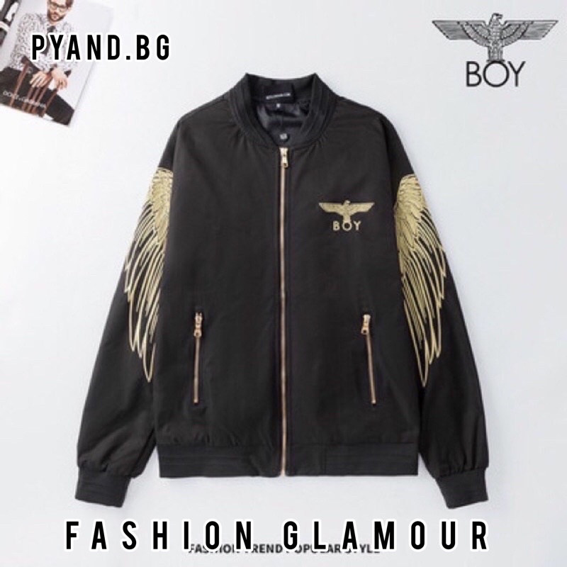 BOY26 JAKET ZIPPER BOY LONDON WINGS BORDIR GOLD IMPORT PRIA WANITA ASIA EROPA KOREA AMERIKA