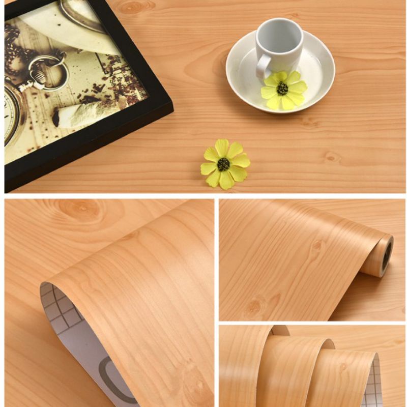 Wallpaper Sticker Dinding Kayu Polos Coklat Muda
