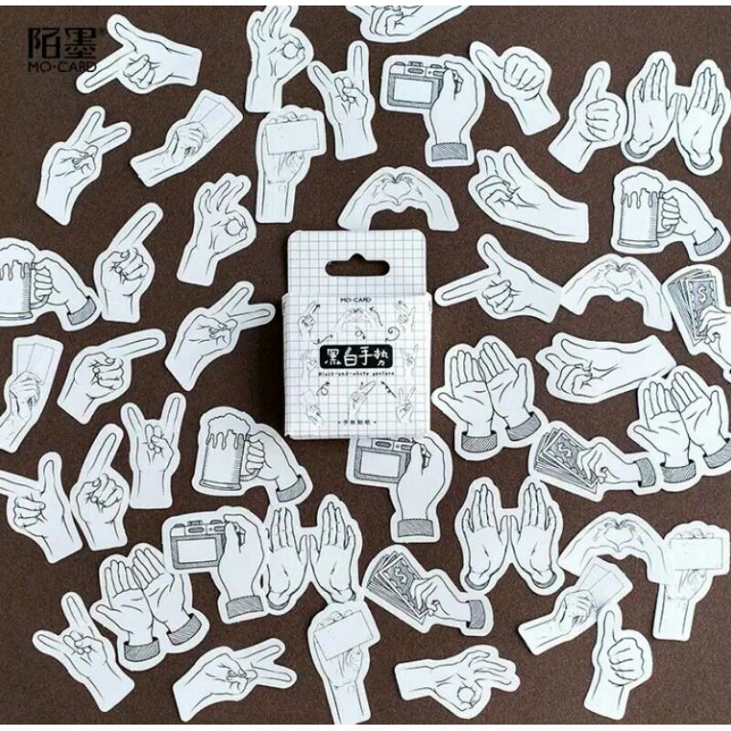 

45pcs aesthetic stiker box Gesture lucu utk dekorasi scrapbook/album