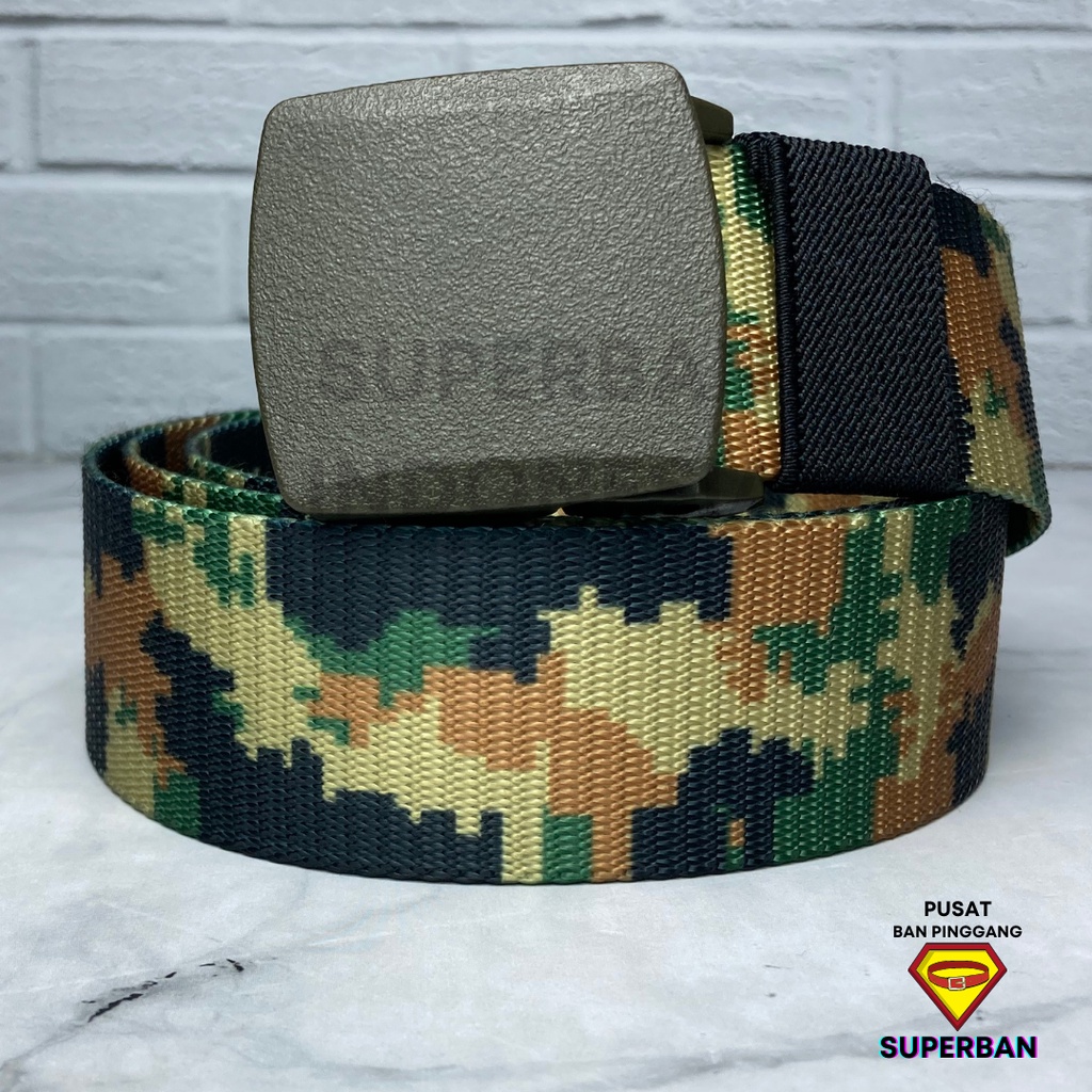 IKAT PINGGANG PRIA TACTICAL HIJAU ARMY NYLON CANVAS ARMY ANTI METAL DETECTOR CAMOUFLAGE DESERT  - SUPERBAN