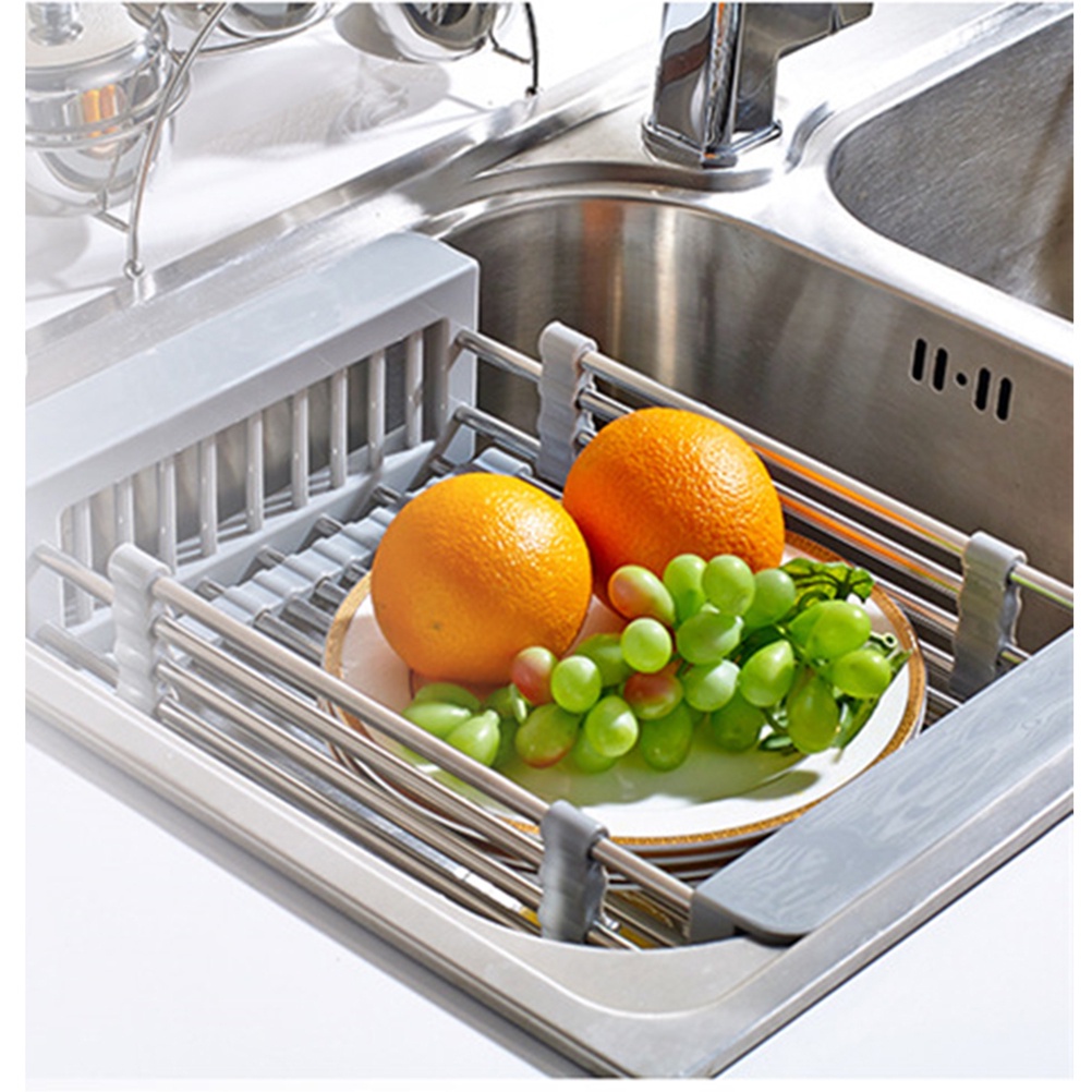 Rak Holder Penyimpanan Buah Sayuran Bahan Stainless Steel Dapat Diperpanjang Untuk Wastafel Dapur