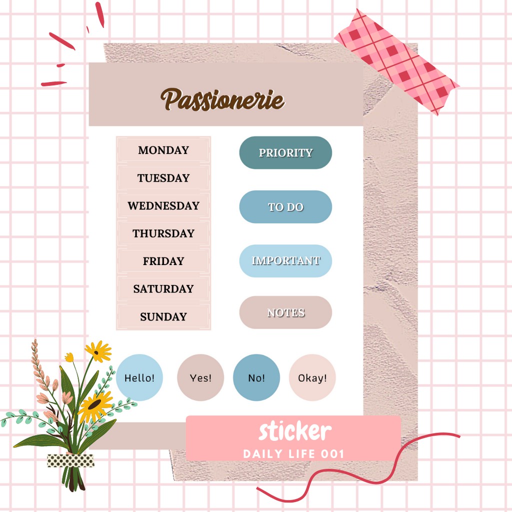 

Daily Life Sticker Pastel Aesthetic Journalling Bullet Journal Notes A6 by Passionerie