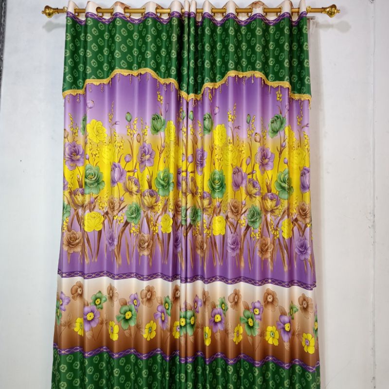 Gorden Motif Bunga_Hijau/Blackout Grade A