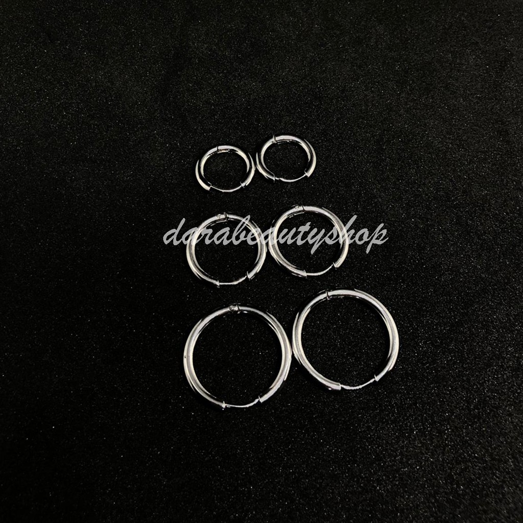 [COD] 1 Pcs Anting Tindik Pria Titanium Model Bulat/Ring Ala Kpop Korean Style Silver