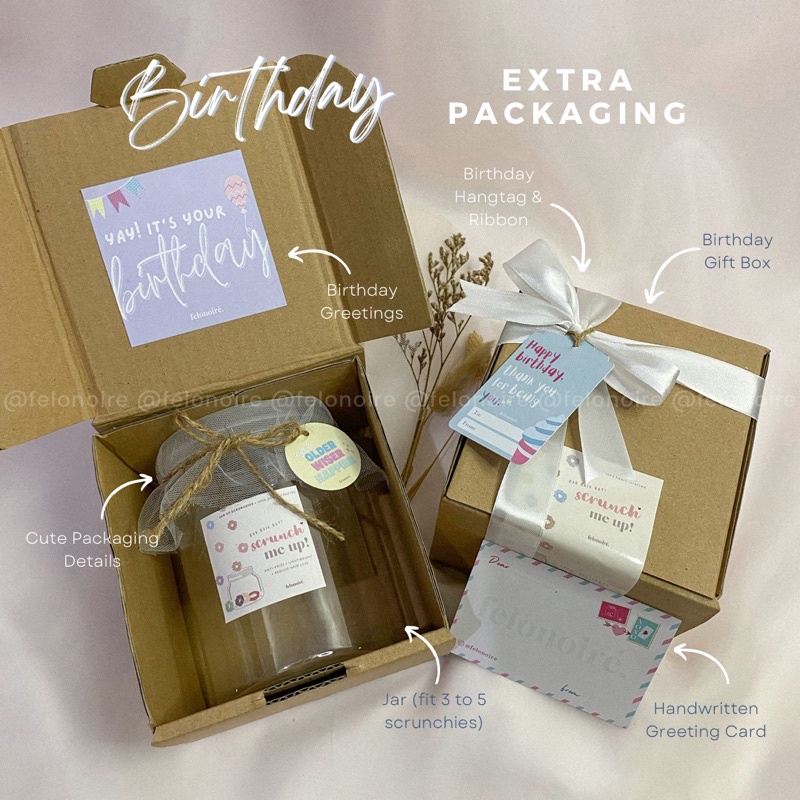 

[TANPA SCRUNCHIES] Extra Birthday/Valentine Packaging Jar + Gift Box