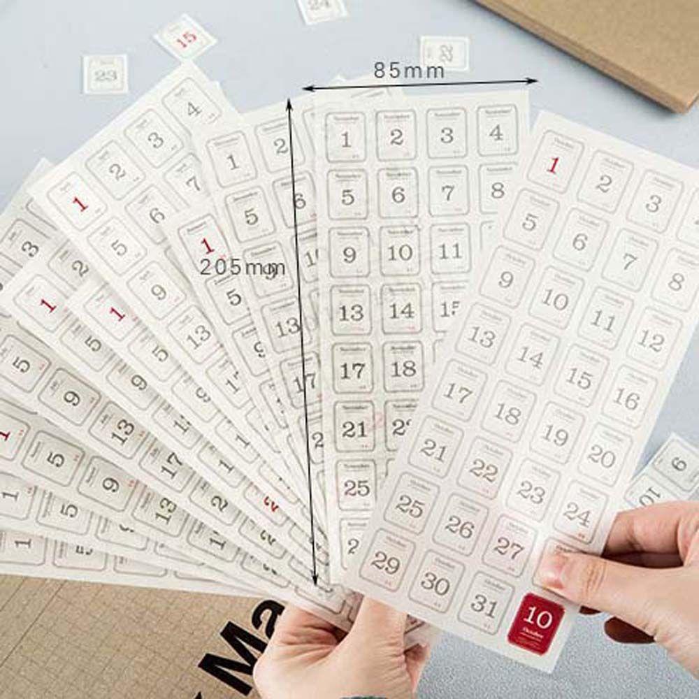 Lanfy Stiker Kalender Handmade Craft 365pcs Decal Scrapbooking Stationery Sticker Dekorasi Kertas Tab Bulanan