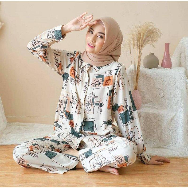 ONE SET KARIN SETELAN INDIRA PAJAMAS STELAN FANO PIYAMA BAJU TIDUR