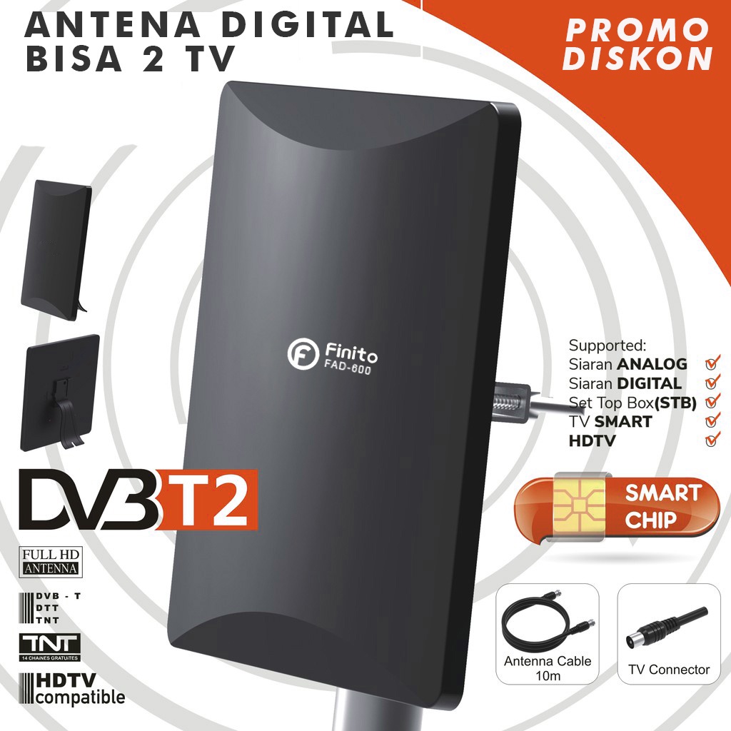 Antena 2 Tv Sekaligus Digital Finito FAD-600 / Adaptor Finito FAD-600 Outdoor&amp;Indoor/Antena Tv Bisa Luar dan Dalam