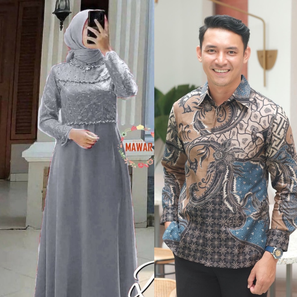 [READY JUMBO] COUPLE GAMIS MAXI COUPLE BRUKAT DRESS BRUKAT MAXI COUPLE GAMIS KONDANGAN