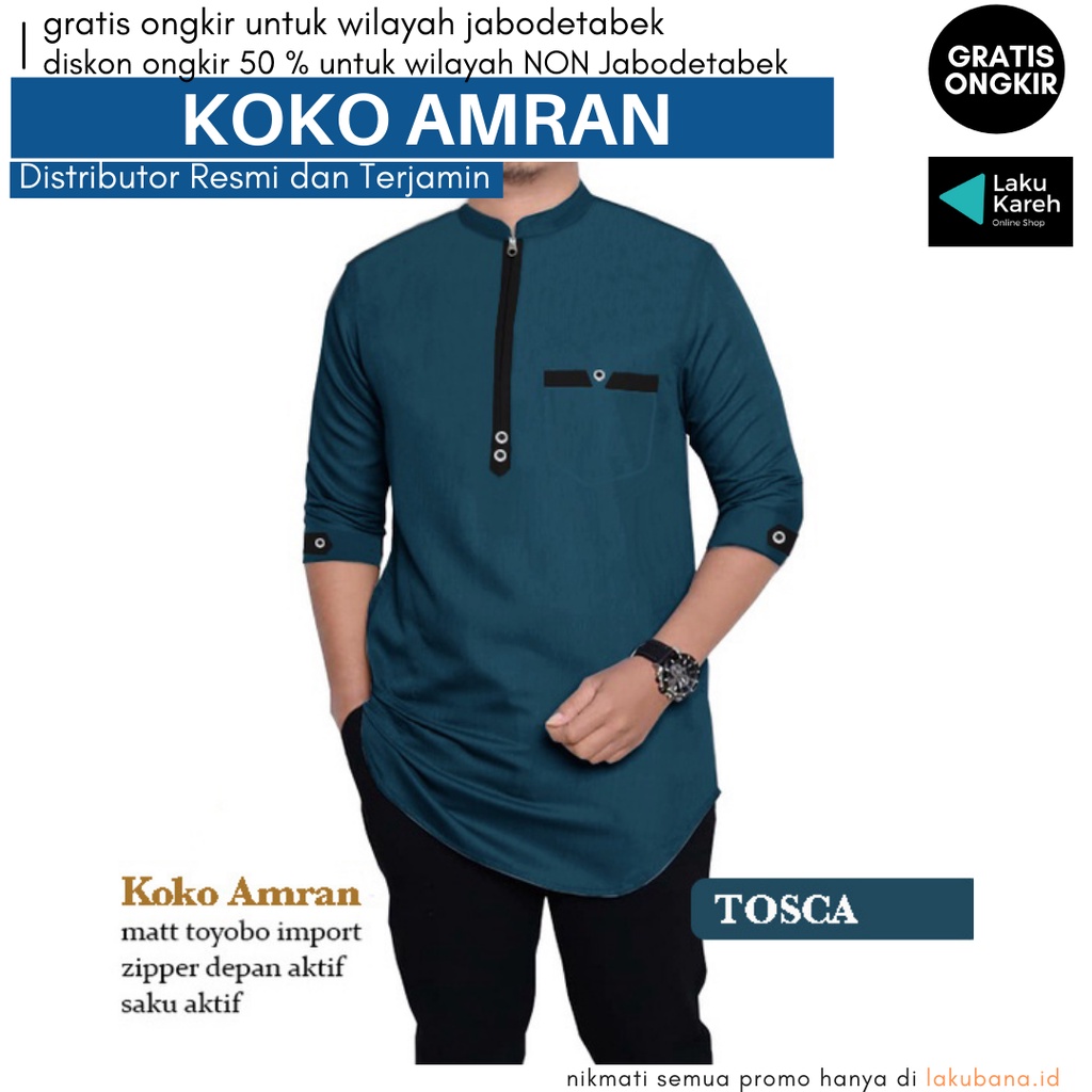 Koko Amran - Koko Muslim  Ukuran S M L XL XXL XXXL Jumbo Zipper Bahan Toyobo Premium Import