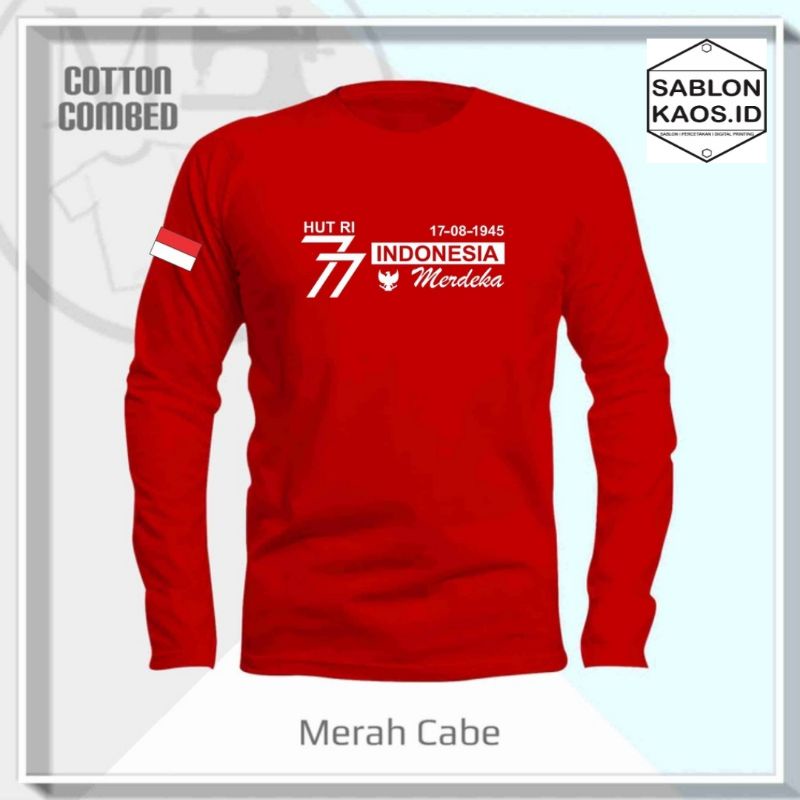 Kaos Lengan Panjang Kemerdekaan Indonesia / Kaos Hut Ri ke 77
