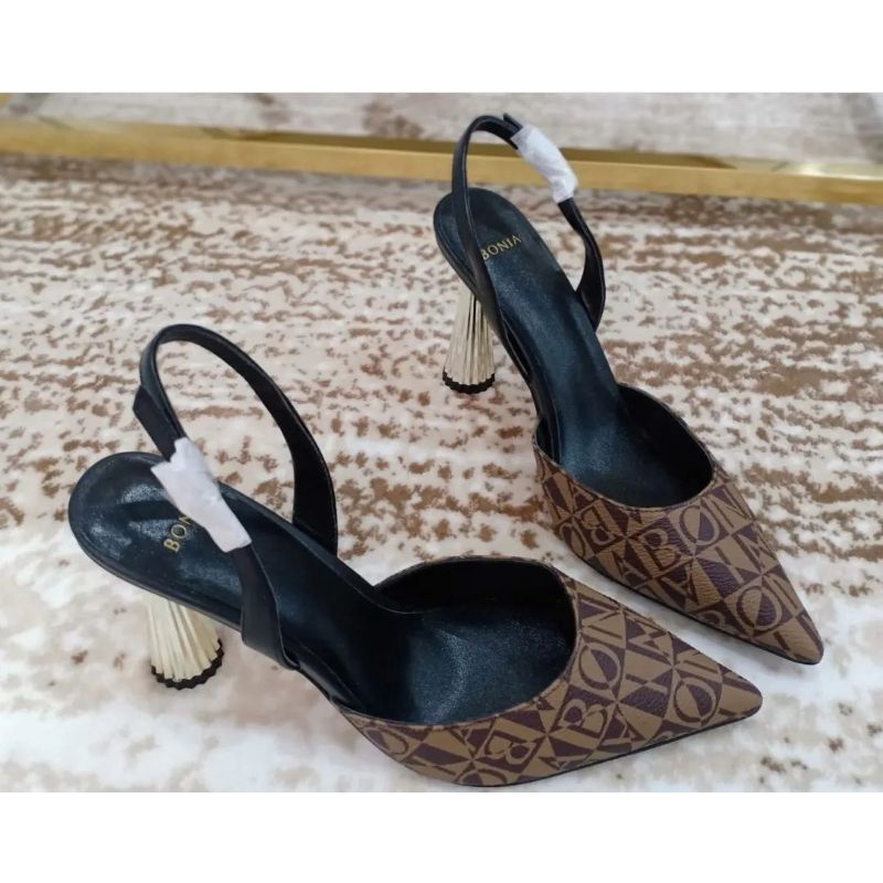 sepatu wanita bonia original high heels monogram 3.5inchi
