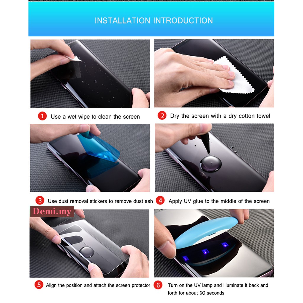 UV Nano Liquid Glus Tempered Glass Screen Protector Film for Samsung Note9 S10 Note10 Note 10 Plus Note 10 Pro