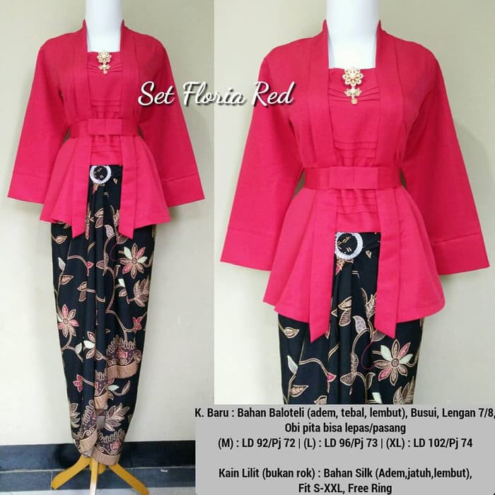 Setelan Kebaya Modern Kutu Baru / Kebaya Kutubaru Maroon Lilit Toraja Dan Pilihan Warna Lain