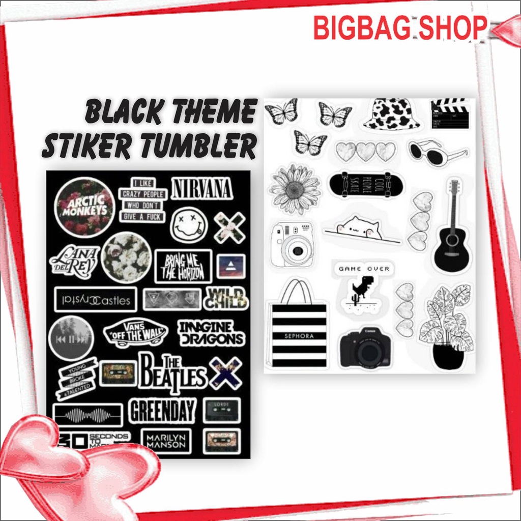 

Sticker Mini Pack Tumblr Hitam monochrome Black HP Laptop di bigbag_shop