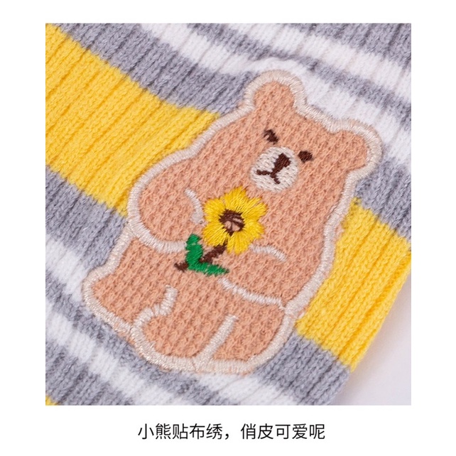 Premium knit doobee bear korea stripe tee